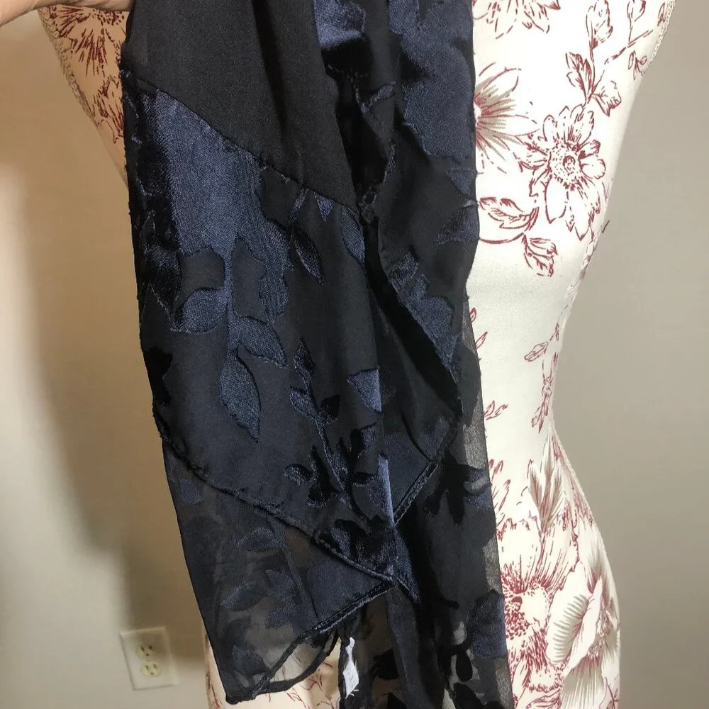 Elegant Black & Navy Sheer Floral Scarf | Lightweight & Versatile
